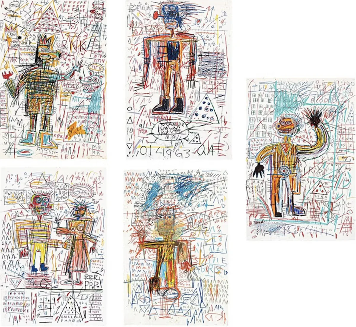 After Jean-Michel Basquiat, The Figure Portfolio, 1982 - 2023, the complete set of 5 screen prints