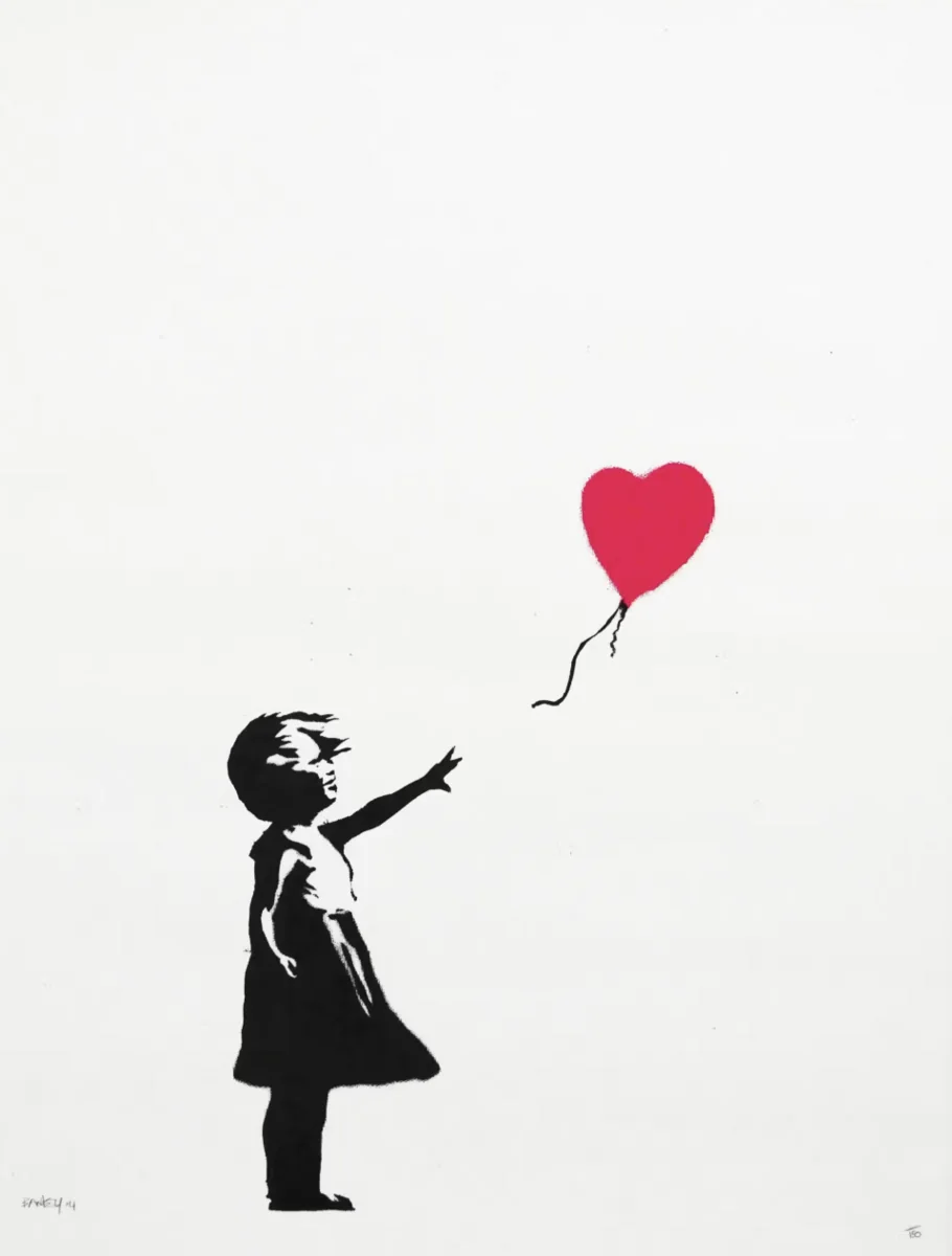 Banksy, Signed Girl With Balloon Red, screen print on wove paper
