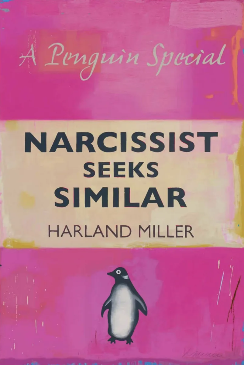 Harland Miller, Narcissist Seeks Similar, 2021, wood cut
