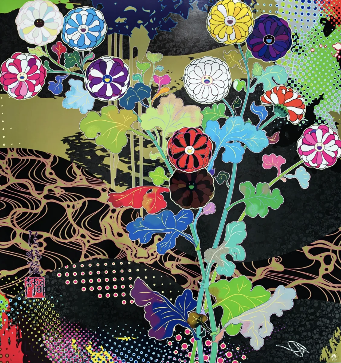 Takashi Murakami, Korin: Courtly Elegance, 2016, offset lithograph with cold stamp and high gloss varnishing